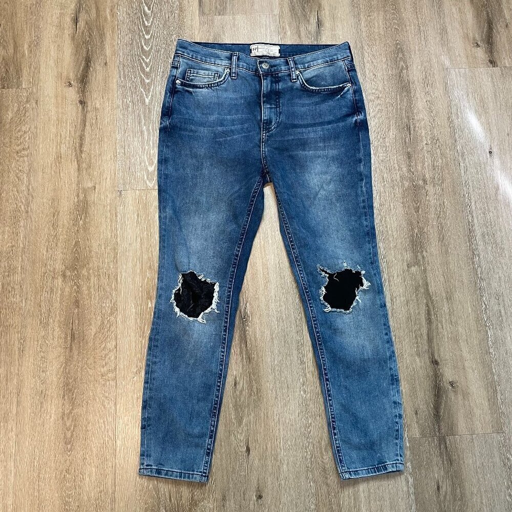 Free People Jeans Womens Sz 29 S Acid Wash Straight Leg Mid Rise Fits 29x24